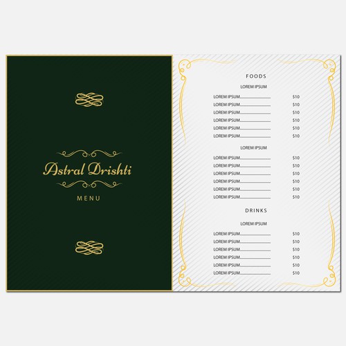 minimal fancy restaurant menu design