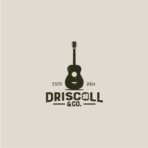 A vintage logo for an acoustic instrument store and luthier.