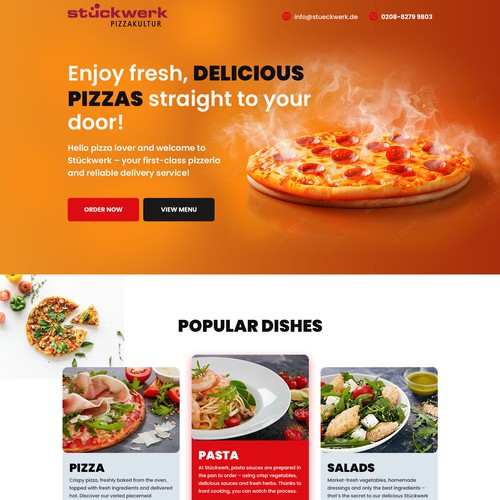 Landing page design