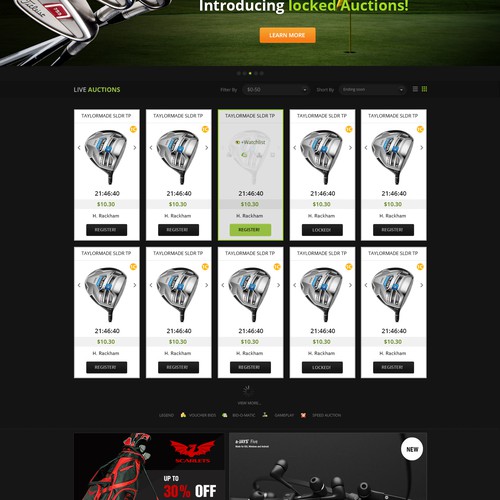 Penny Auction Website (Golf theme) Golflisters.com
