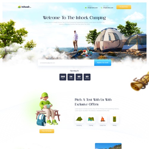 A Campsite opening lead generation landing page