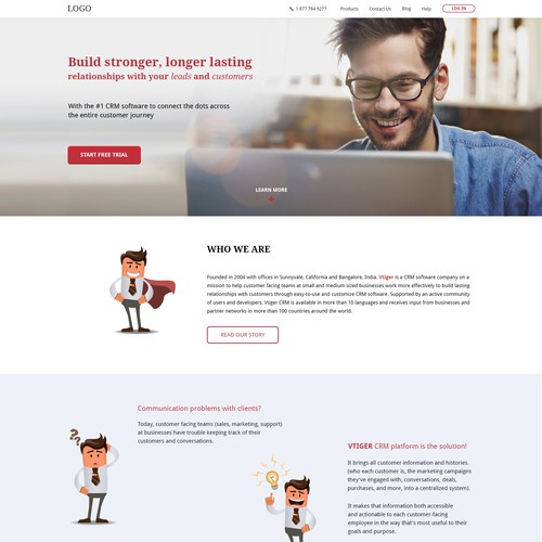 vtiger crm homepage design