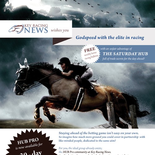 Create a captivating full page advert for a national horse racing magazine