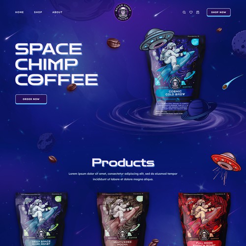 Shopify Space Chimp Coffee Website