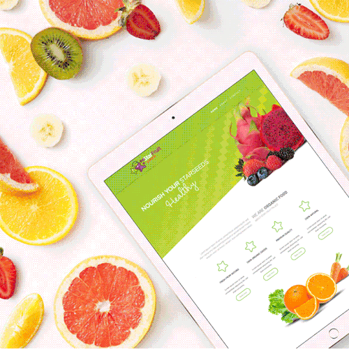 The creative and website design for fruit and vegetable juice.