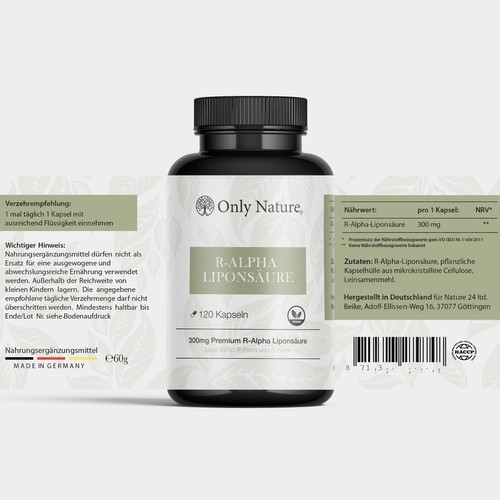 R-Alpha Liponsäure - Natural Supplement Label (Rebranding)