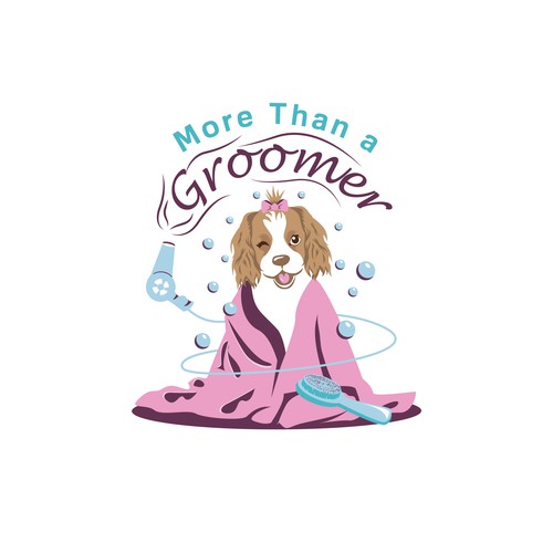 Design a feminine powerful looking dog grooming logo