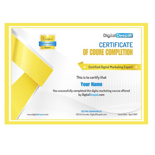 Designs Certificate Digital Deepak