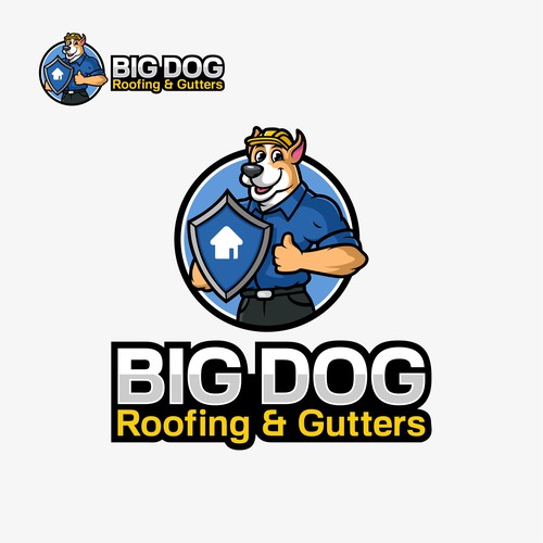 Roofing Logos, Gutter cleaning company, Roofing mascot character logo - Big Dog