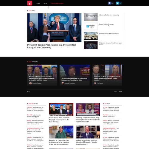 Redesign of the news site