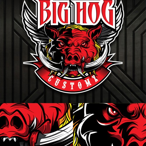 Create a custom Boar skull logo with wings for a biker owned company