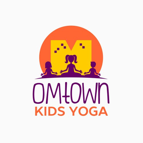 Create an energetic and playful logo for OMtown Kids Yoga!