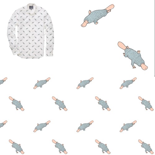 Platypus seamless pattern for man button shirt