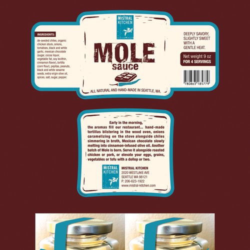 Product label needed for Mistral Kitchen's Mole sauce