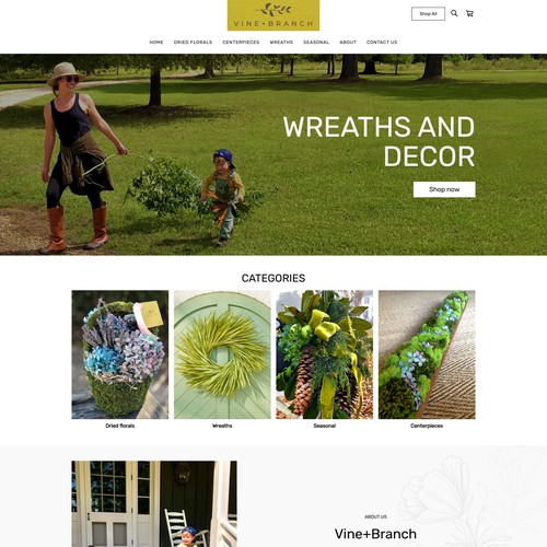 Square website for Vine Branch company