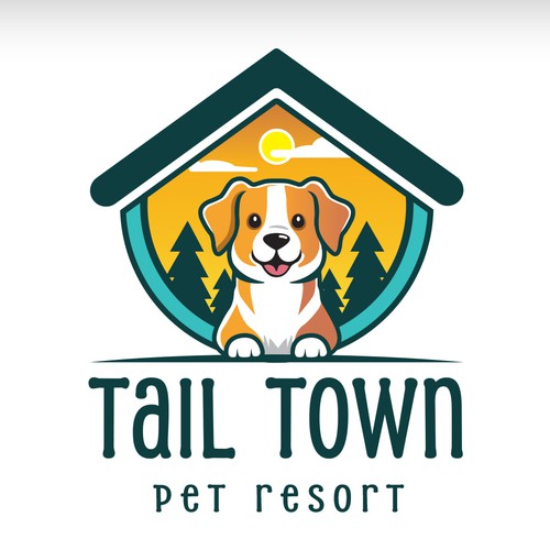 Colorful logo design for a pet boarding resort