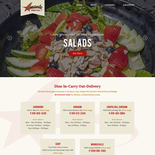 Web Design For Amante Pizza