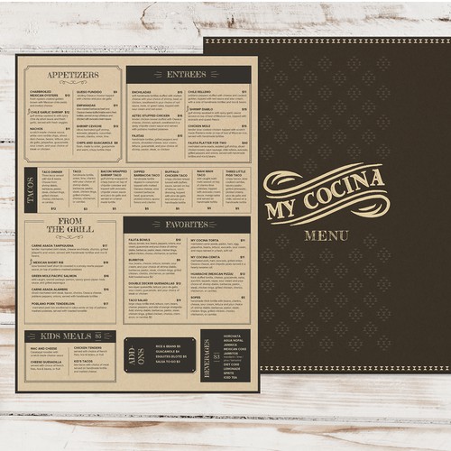 menu design for Mexican restaurant