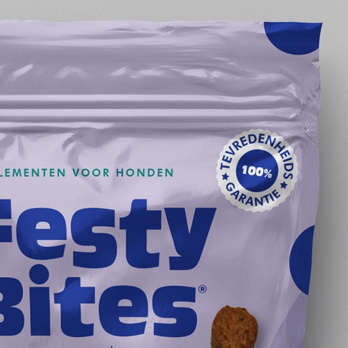 Bold and modern packaging for Festy Bites dog supplements