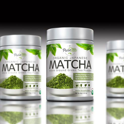 matcha tea label design