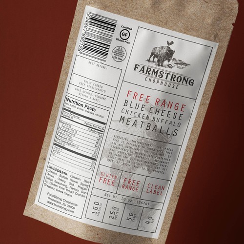Label for FarmStrong Chophouse Meatballs