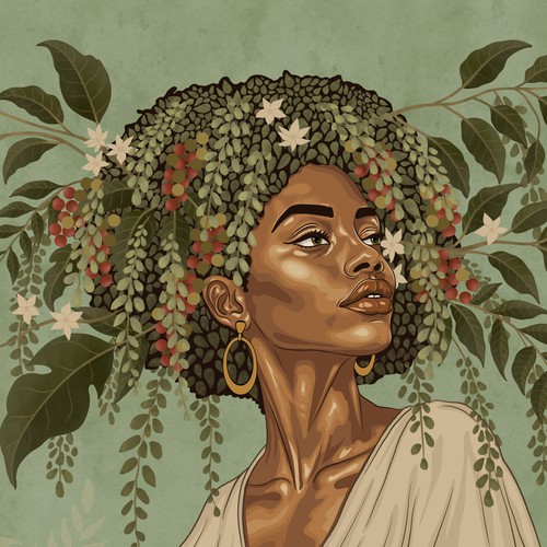 Modern Botanical Portrait Mural