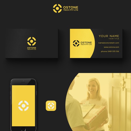 Ostone Tech logo and business card