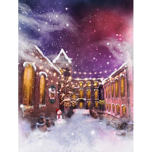 Christmas illustration of a historical building 