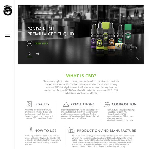 Web page design for Panda Kush