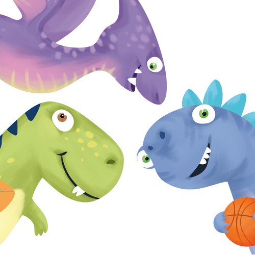 Seamless pattern with cute dinosaurs