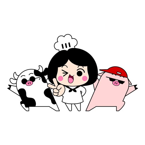 Cute Character Design for Korean Restaurant