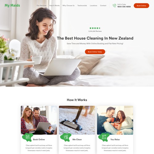 Homepage Design For The #1 House Cleaning Service In New Zealand