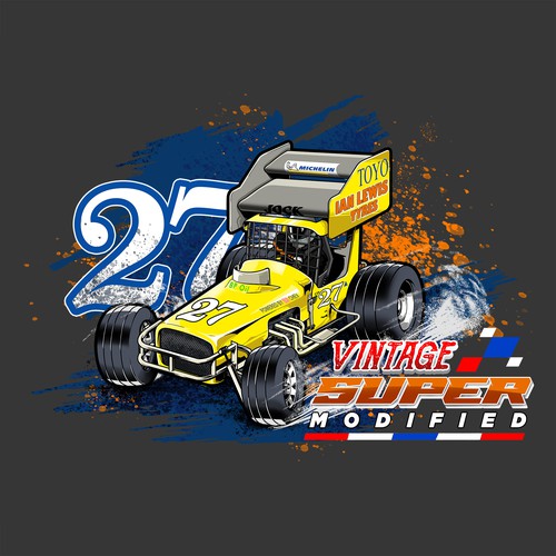 Vintage Sprintcars racing team shirt design