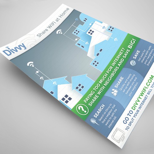 Create Engaging and Memorable Print Flier for WiFi Sharing Startup