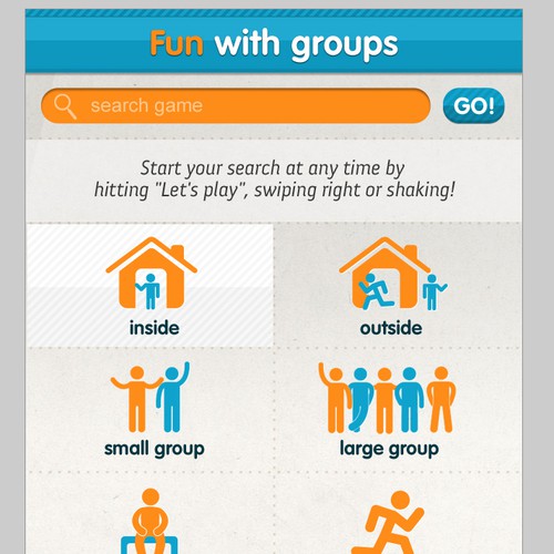 Fun and inviting design needed for Group Game app