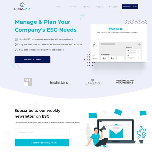 Landing page for an ESG start-up