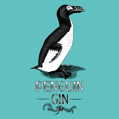 Lithographic Style Penguin