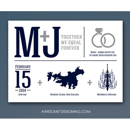 Create the next postcard or flyer for Mark & Jemma's Wedding