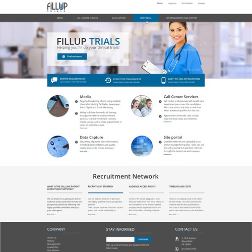 Landing page for medical research.