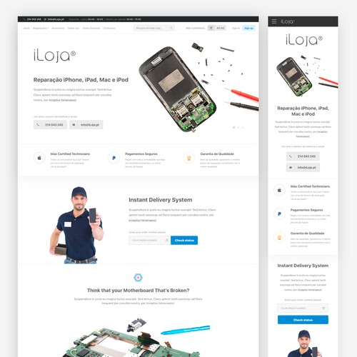 Website design for device repair service