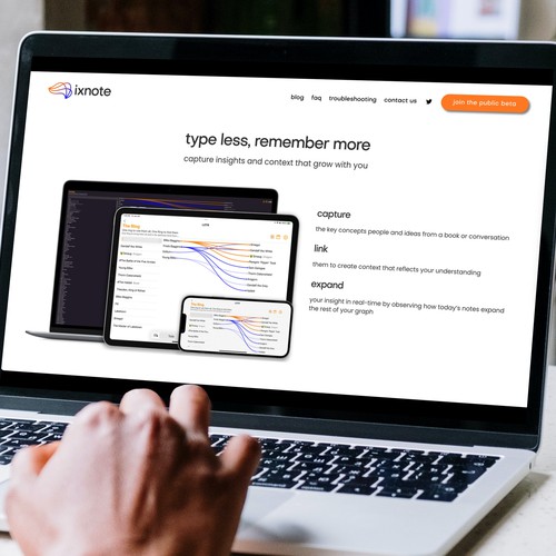 Simple, Clean Website for New Tech Company ixnote