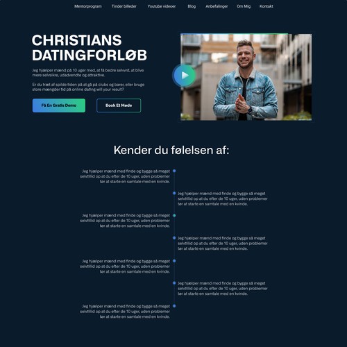 landingpage for a dating coach who are launching an online course