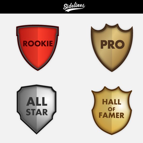 Design a set of badges for Sidelines, a site for sports discussions