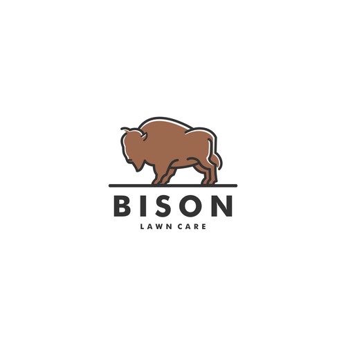 Create a new lawn care company logo using the American Bison in the logo