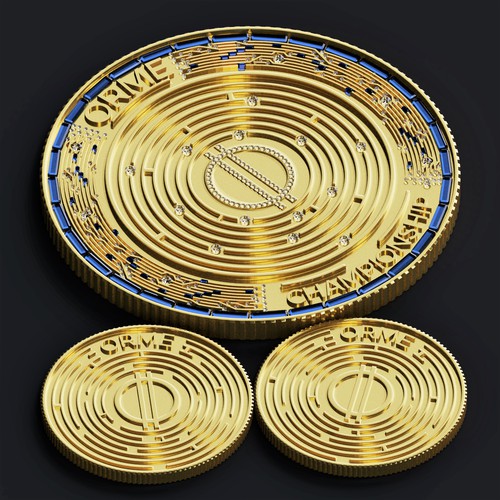 Golden coin in 3D