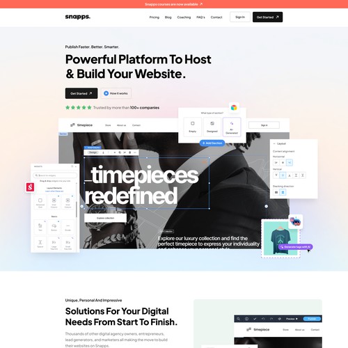 Website design for a web-builder platform