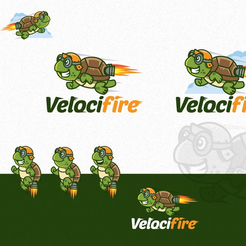 Create a speedy turtle mascot for Velocifire