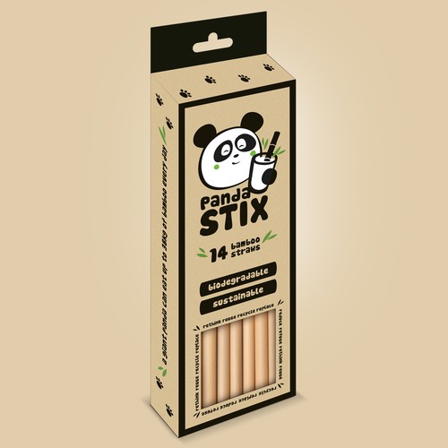Create a catchy packaging design for our Eco & Organic Bamboo Drinking Straws