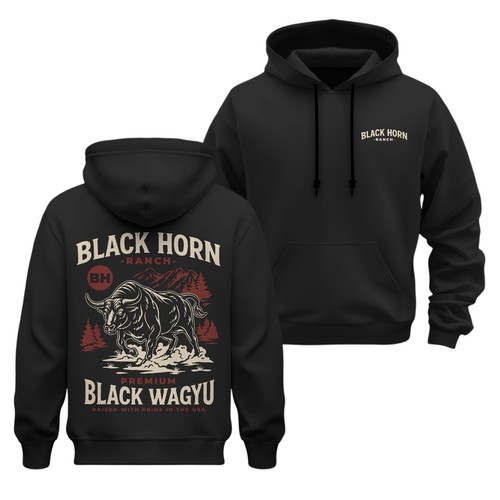 Black Horn Ranch Bull Vintage Illustration