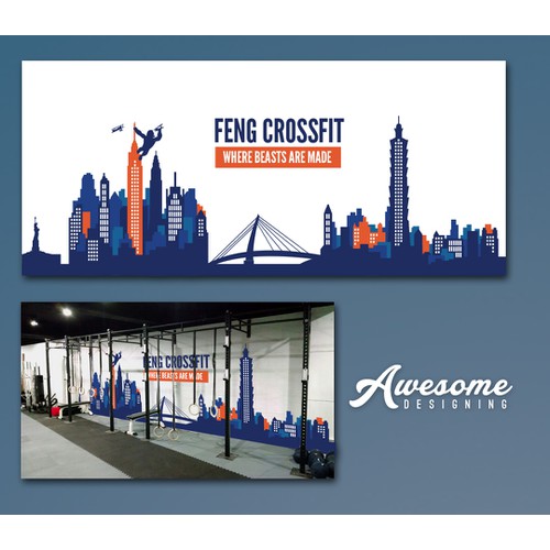 Create a piece of art that will be painted on a wall for Feng CrossFit - Taipei